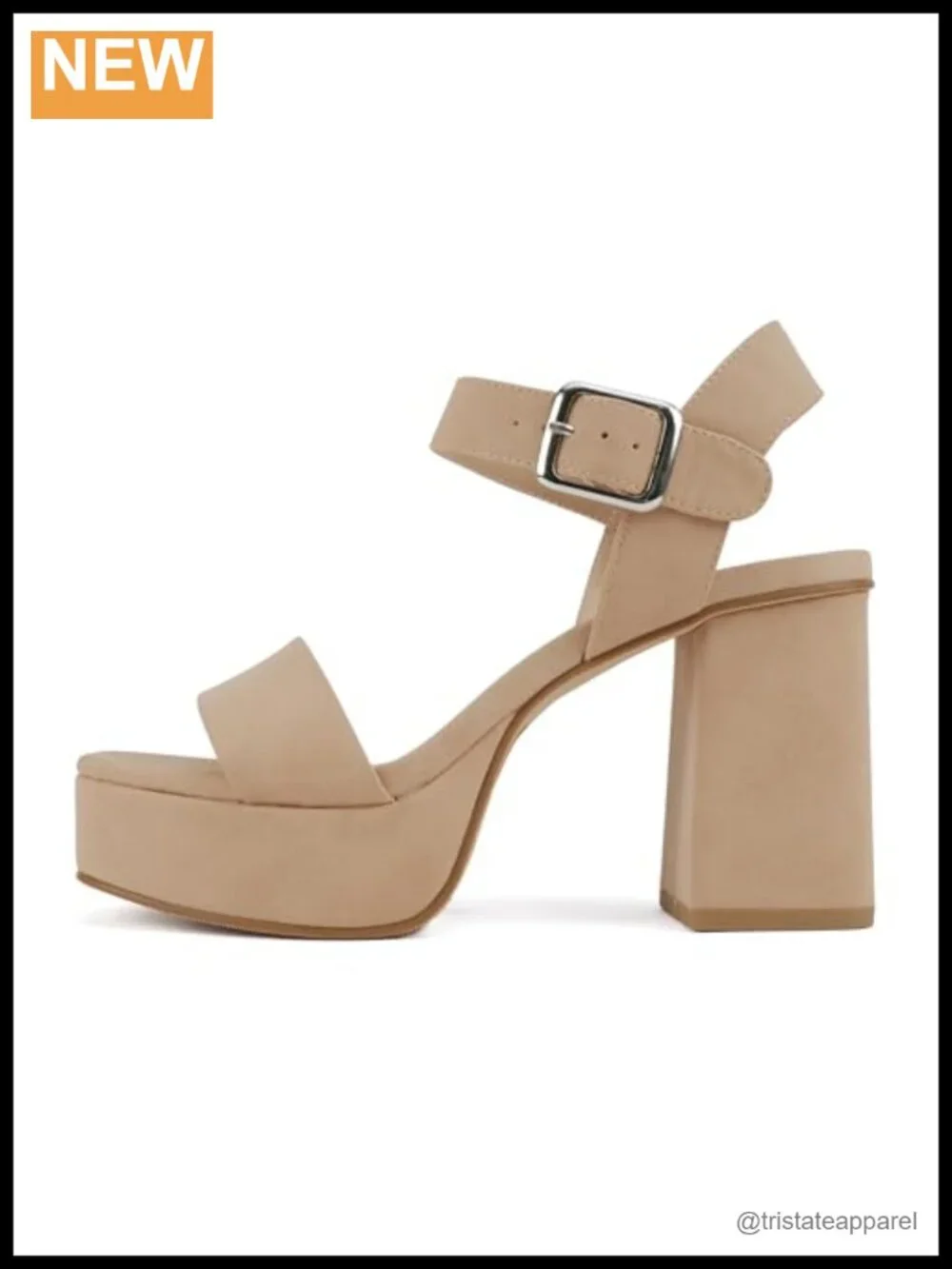Women Square Toe High Heel Platform Dress Sandal with Adjustable Ankle Strap